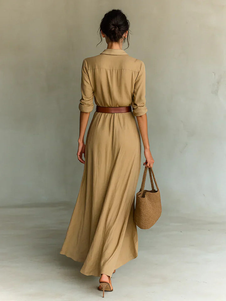 Camille™ | Maxikleid mit Revers und Taillengürtel