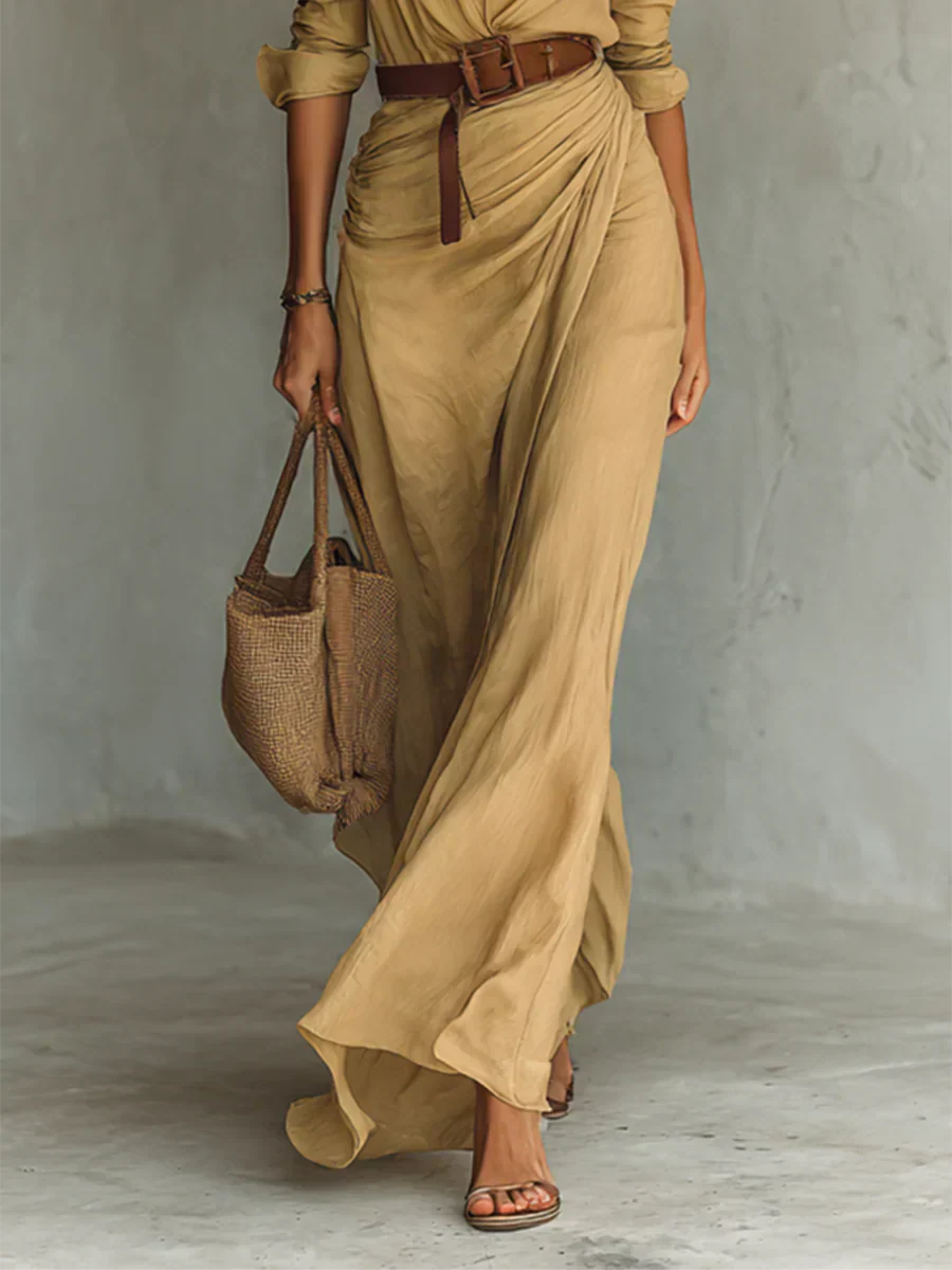 Camille™ | Maxikleid mit Revers und Taillengürtel