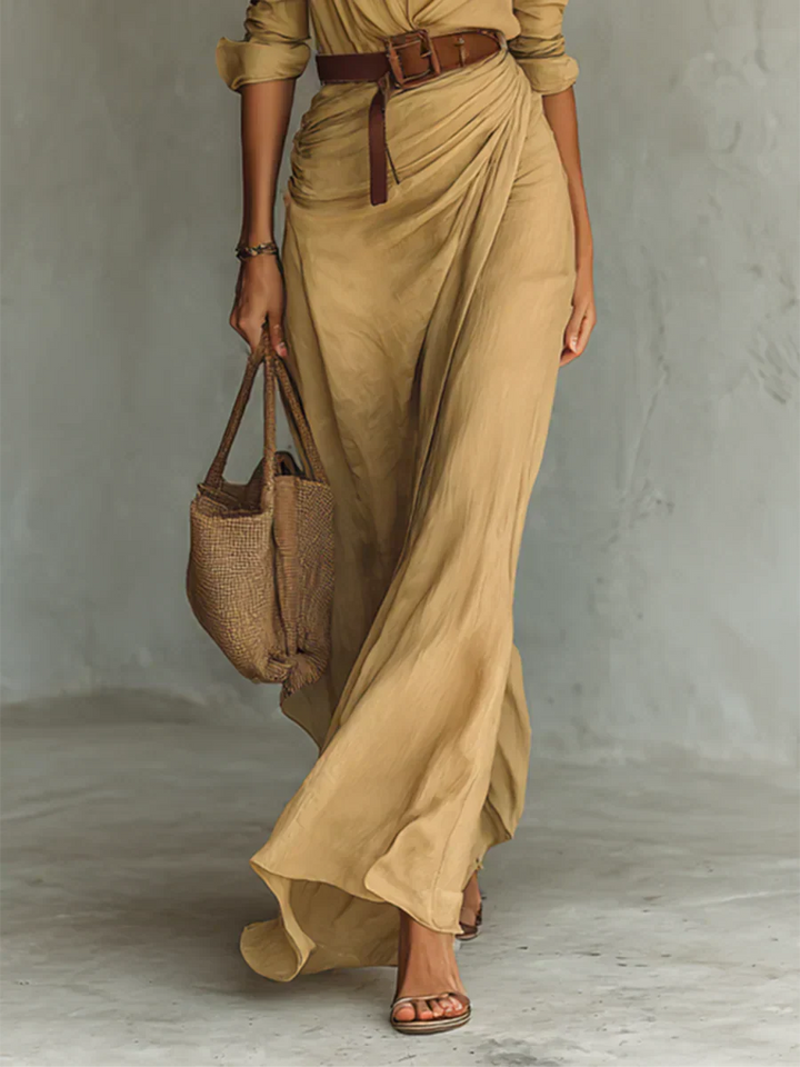 Camille™ | Maxikleid mit Revers und Taillengürtel