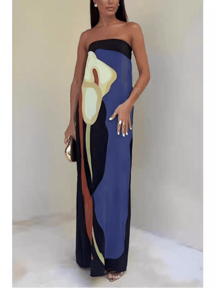 Joan | Küstlich Schicke Strapless Bedruckte Maxikleid für Partys