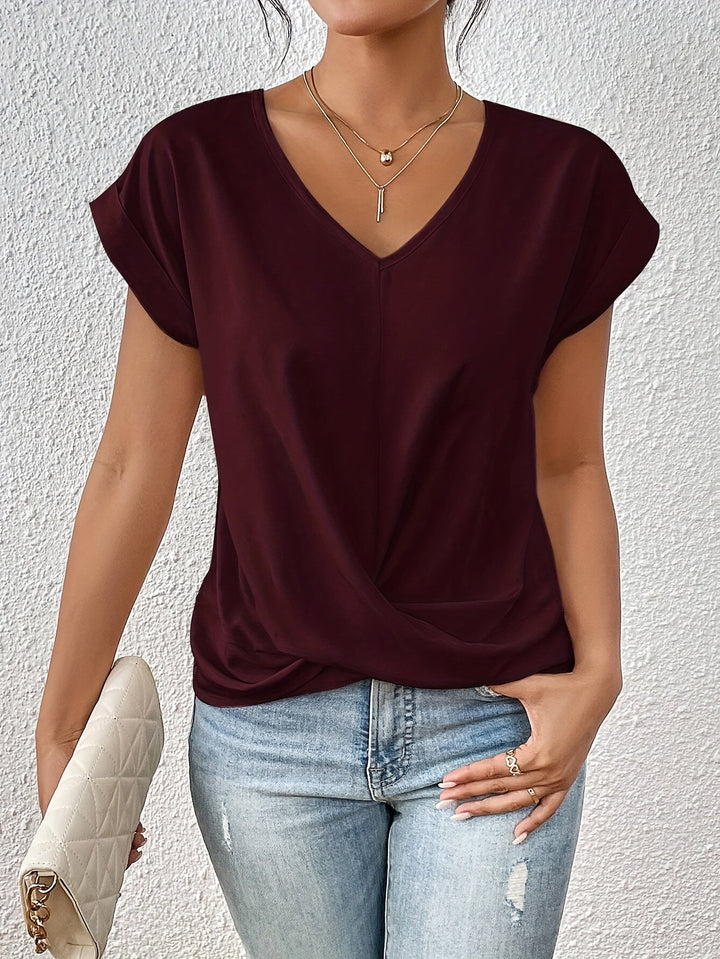 Weiches V-Ausschnitt Top mit eleganter Drapierung