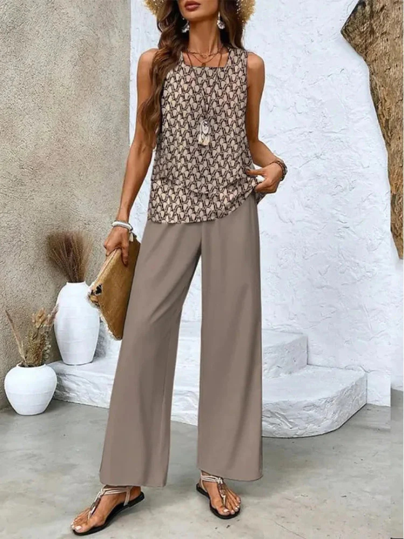 Ovelynra™ | Ärmelloses Top und Weite-Hosen Set