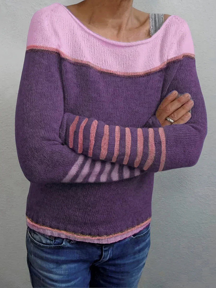 Talithia Gestreifter Strickpullover Mit Langen Ärmeln
