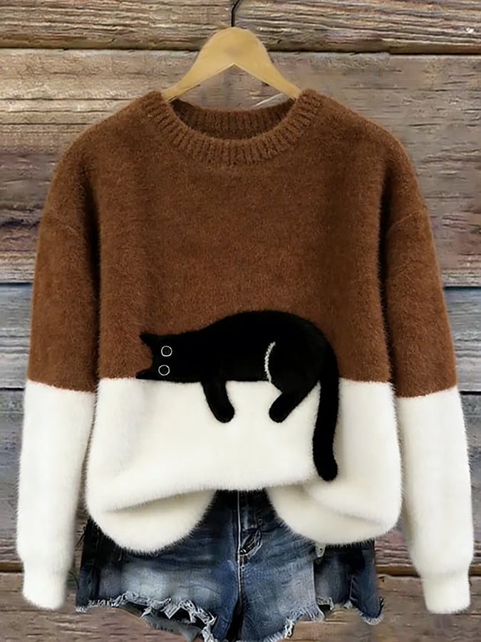 Luna | Damen Sweatshirt mit Katzenmuster