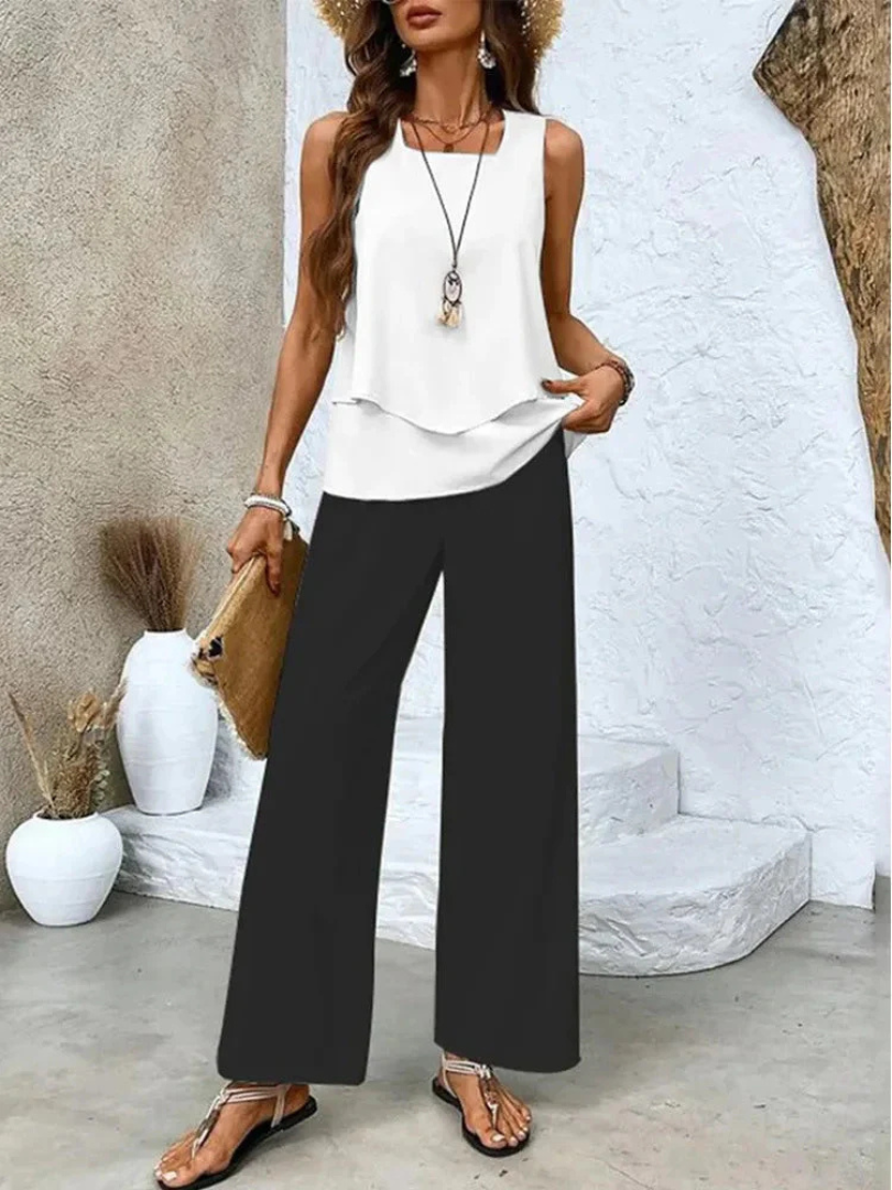 Ovelynra™ | Ärmelloses Top und Weite-Hosen Set