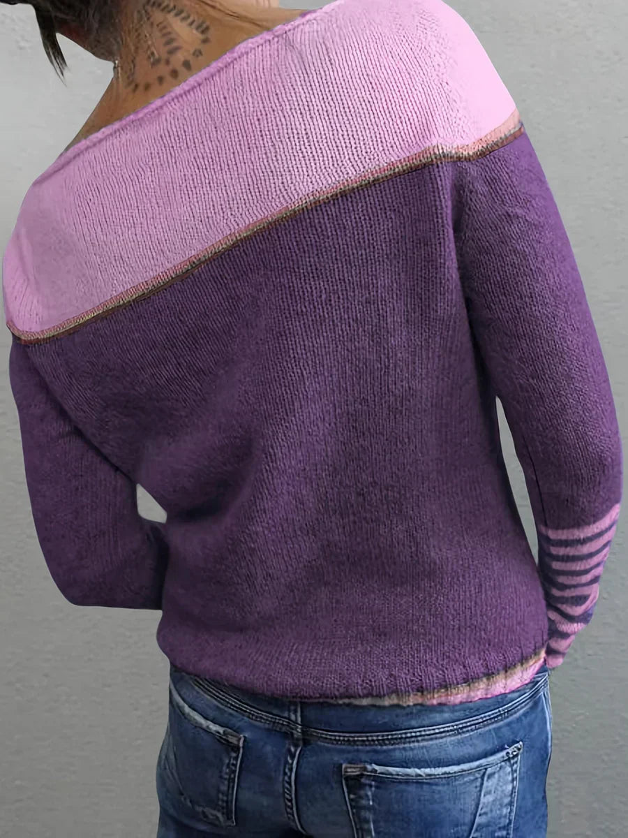 Talithia Gestreifter Strickpullover Mit Langen Ärmeln