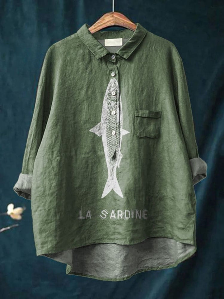 Lily | Bluse mit Sardinen-Druck