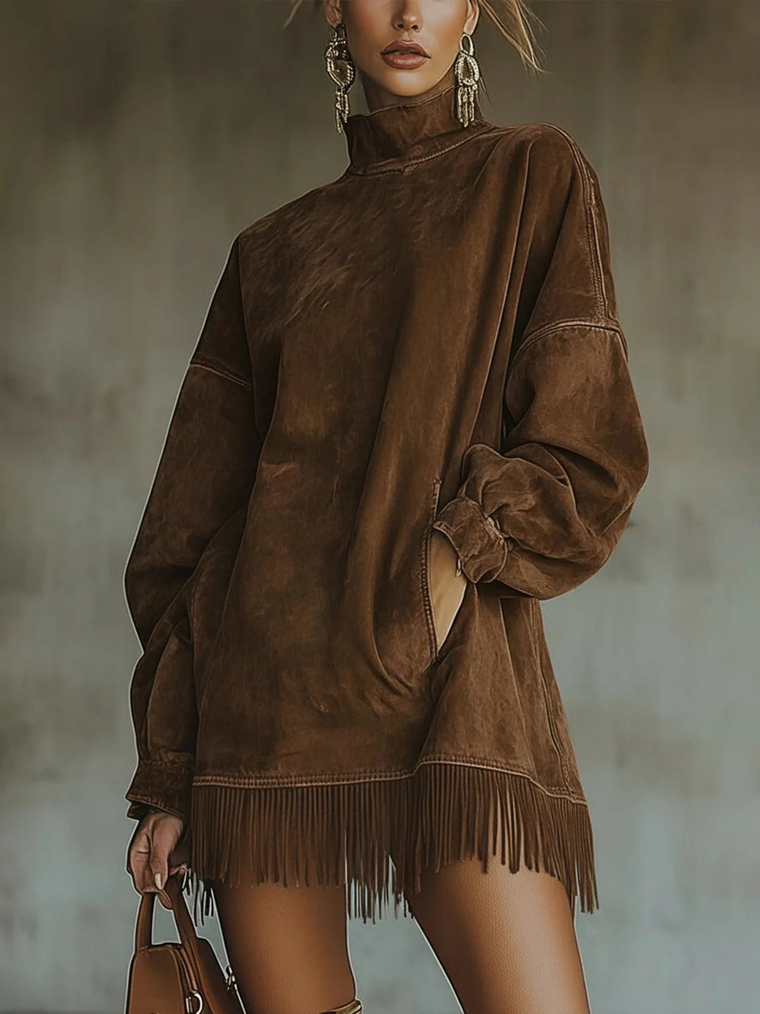 Sheri | Gemütliches Wildlederfransen-Kleid
