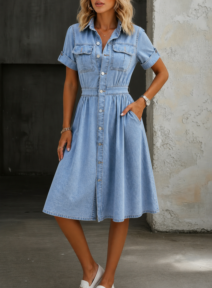 Deborah | Kurzärmeliges Denim-Kleid