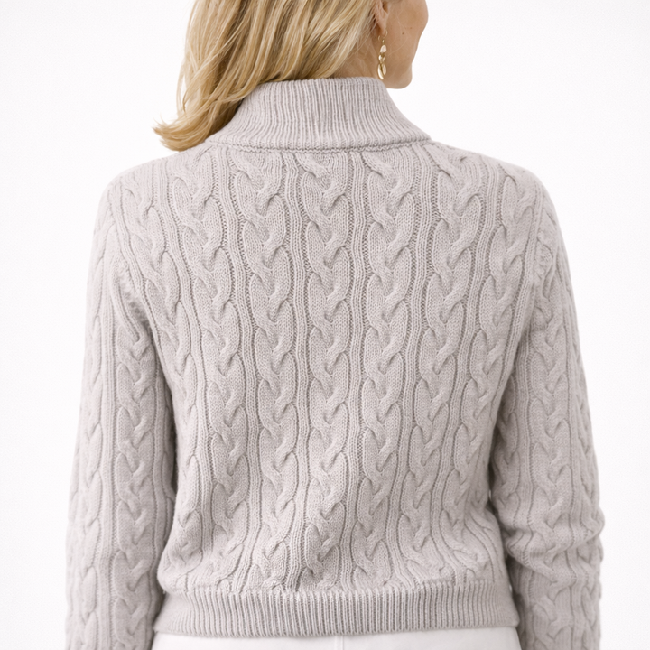 Eleganter Knopf Zopfstrickpullover