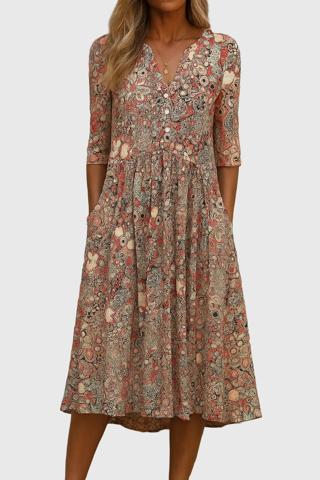 Harlow | Elegantes Midi-Kleid mit V-Ausschnitt