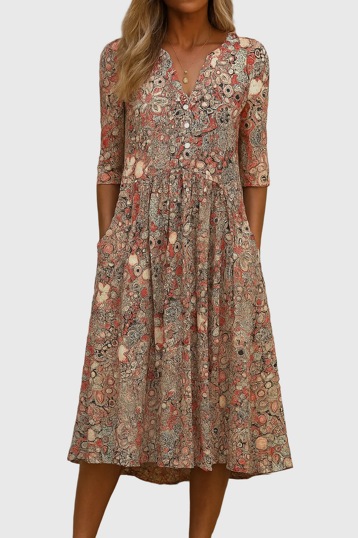 Harlow | Elegantes Midi-Kleid mit V-Ausschnitt
