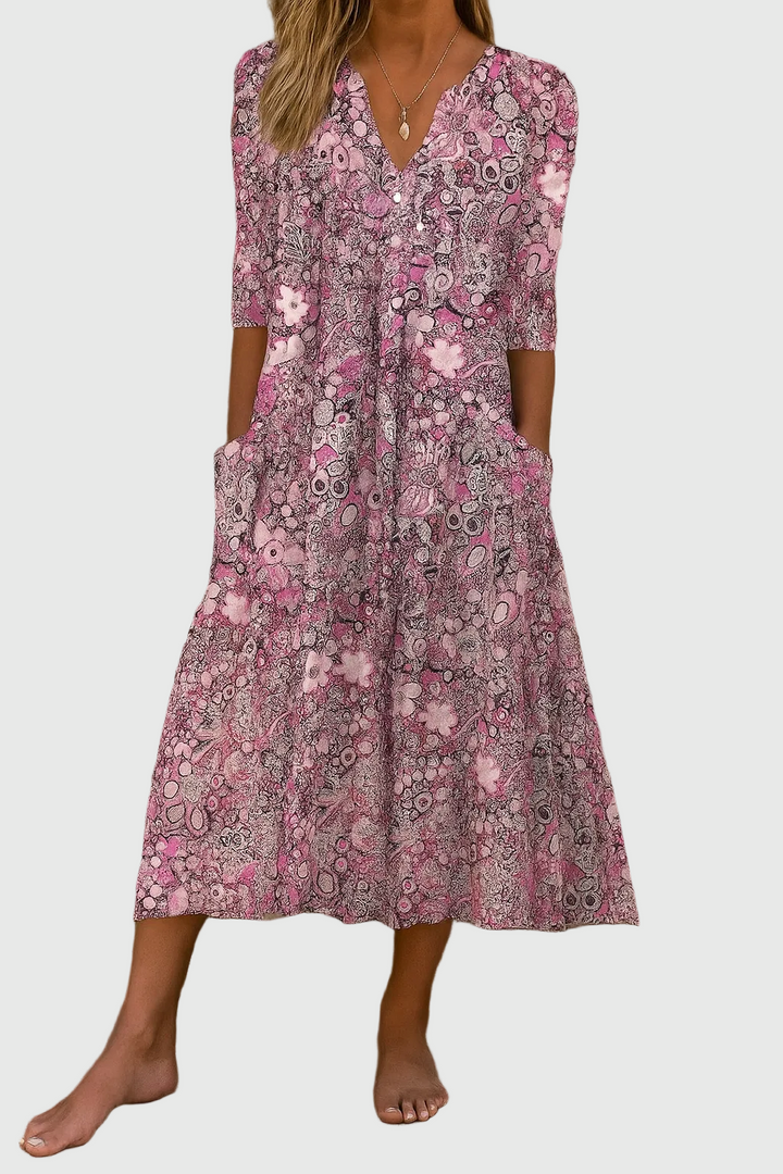 Harlow | Elegantes Midi-Kleid mit V-Ausschnitt