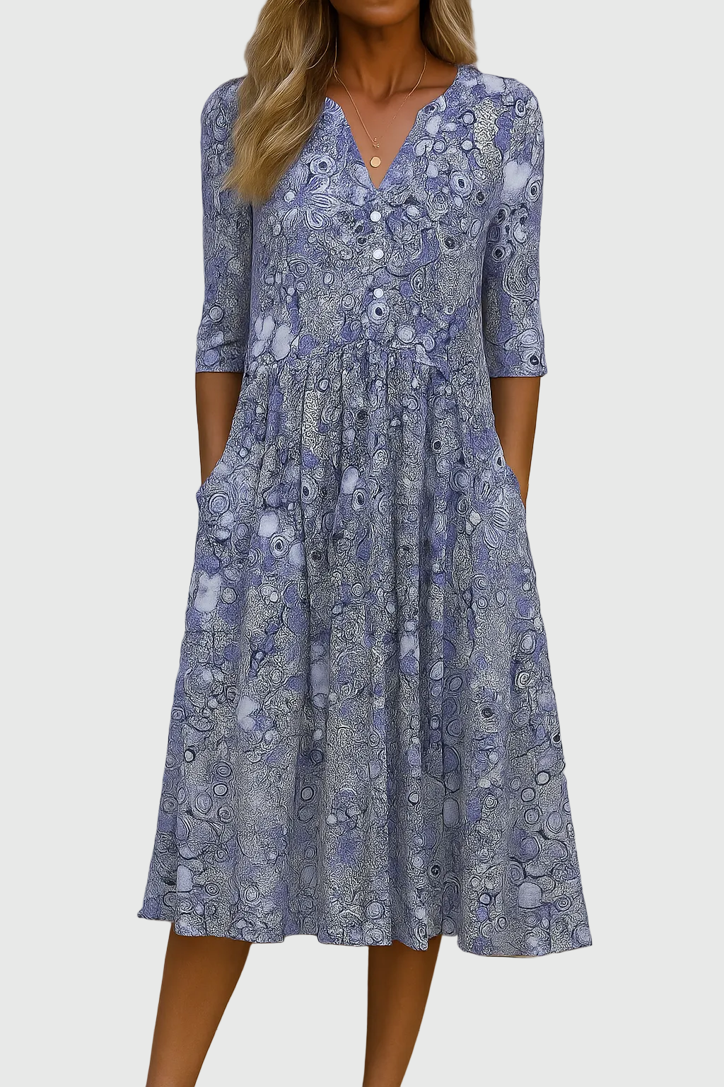 Harlow | Elegantes Midi-Kleid mit V-Ausschnitt