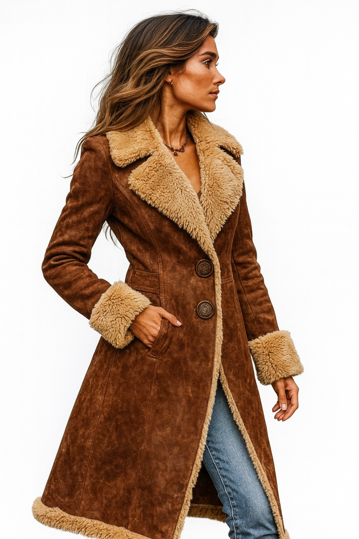 Nina I Winter Trenchcoat Aus Kunstwildleder