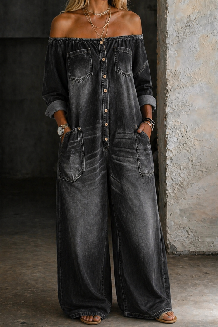 Elena | Off-Shoulder Langarm-Overall