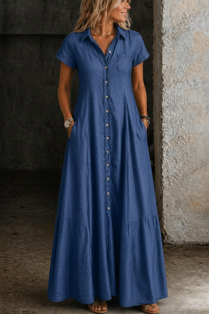 Mandy | Langes Denim-Kleid