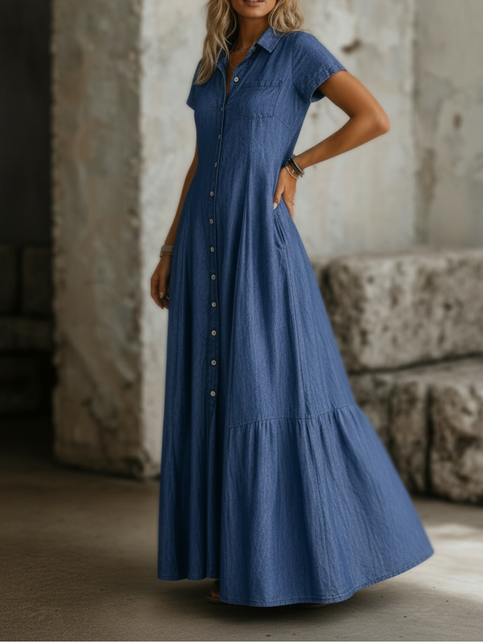 Mandy | Langes Denim-Kleid