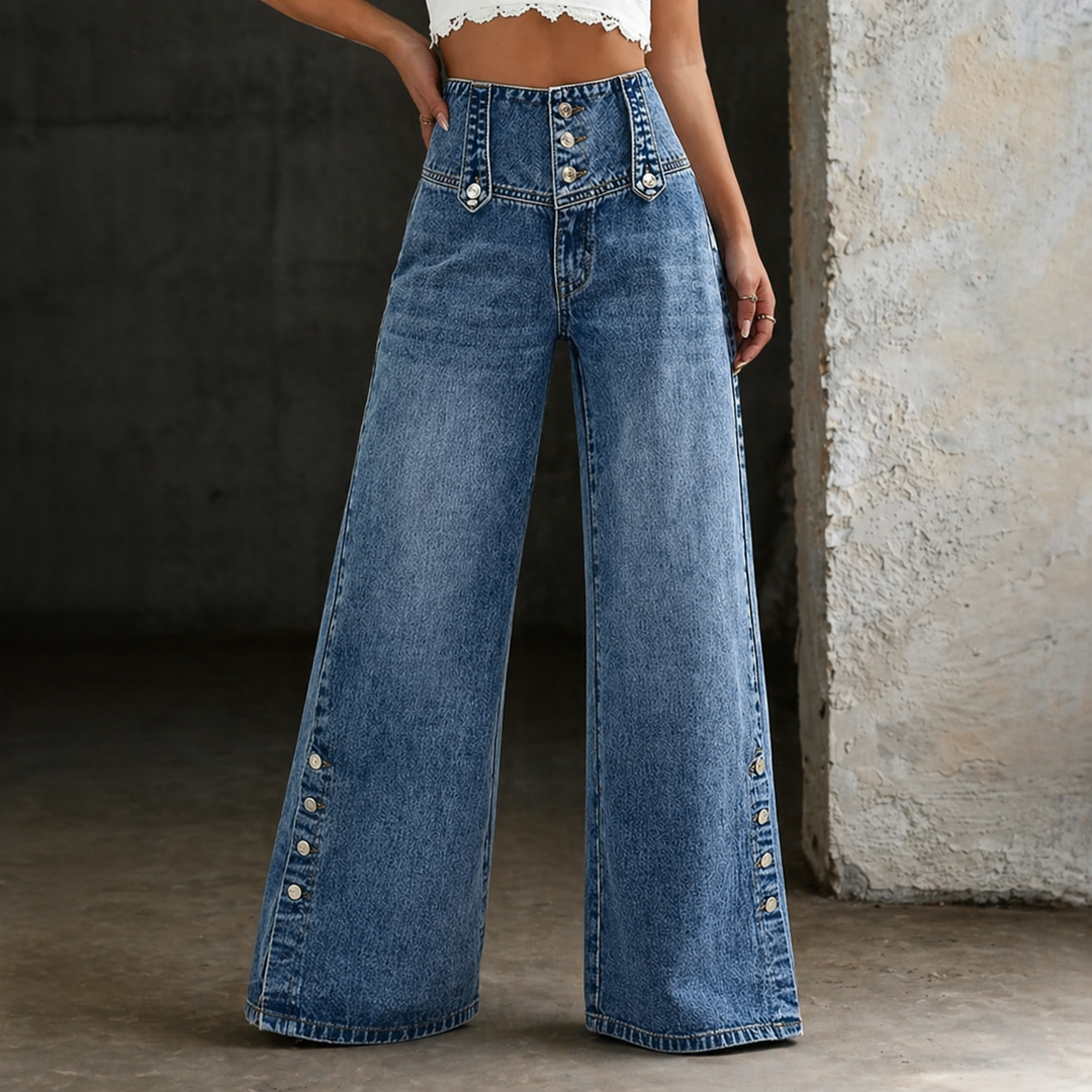 Mia | Hochtaillierte Schlitzjeans