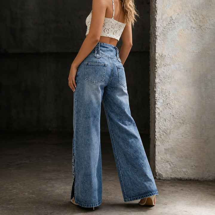 Mia | Hochtaillierte Schlitzjeans
