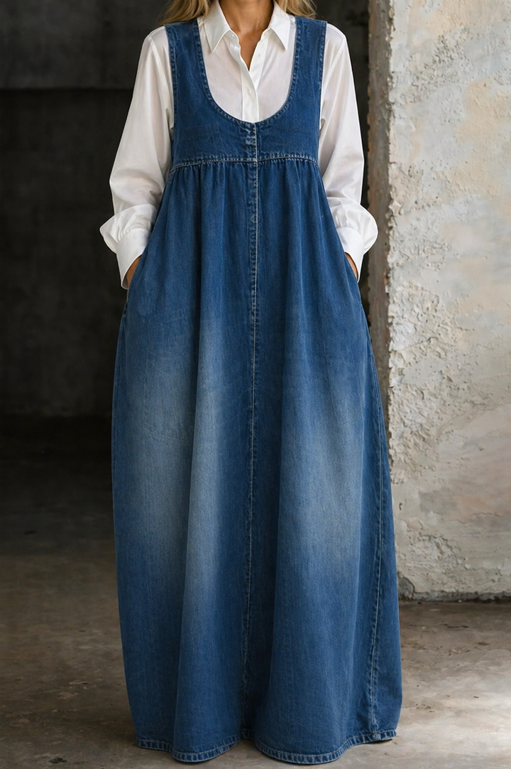 Veronica | Lockere Denim-Westenkleid
