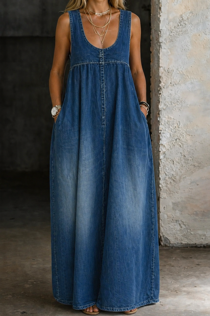 Veronica | Lockere Denim-Westenkleid
