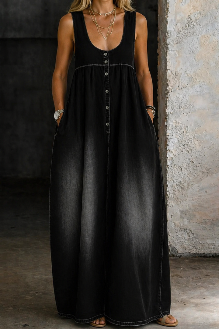 Veronica | Lockere Denim-Westenkleid