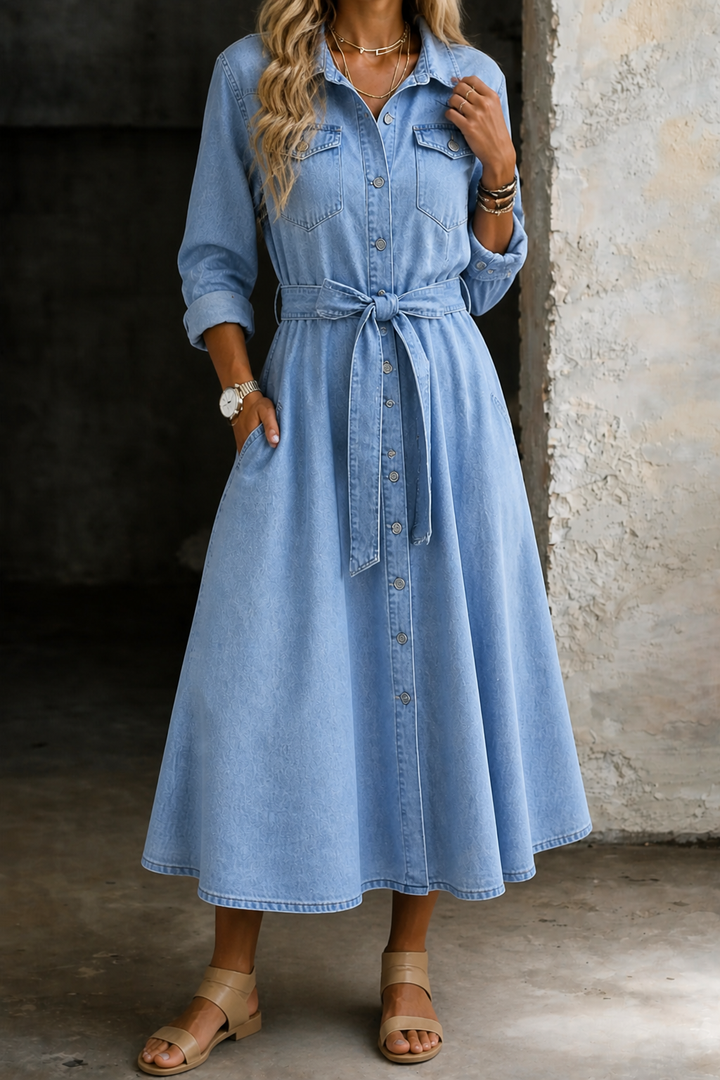 Luna | Langärmliges Denim-Kleid