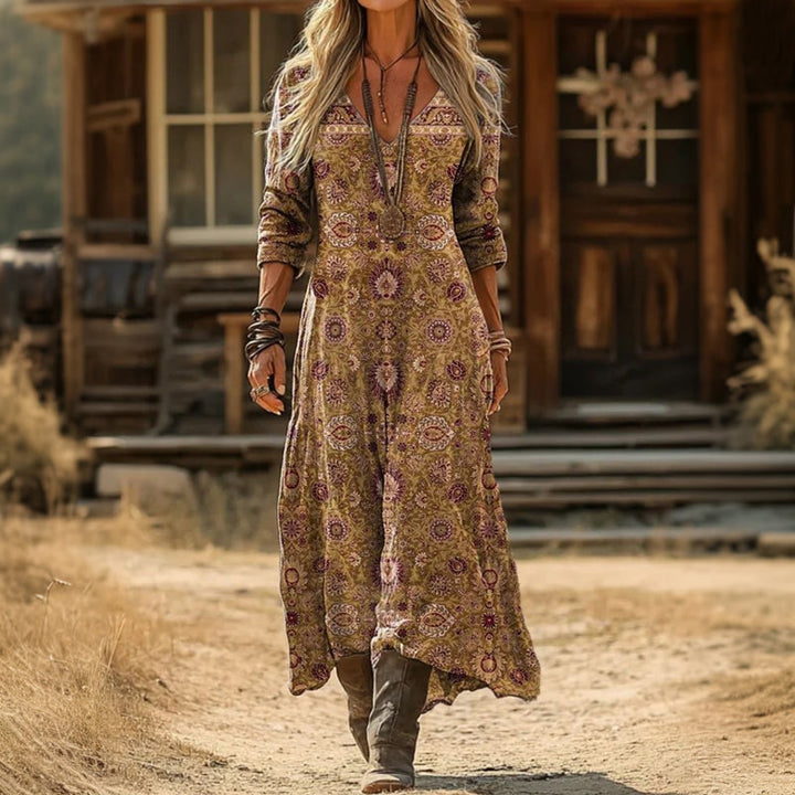 Evelyn | Vintage-inspiriertes lässiges Langarmkleid