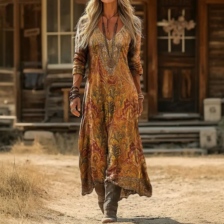 Evelyn | Vintage-inspiriertes lässiges Kleid mit langen Ärmeln
