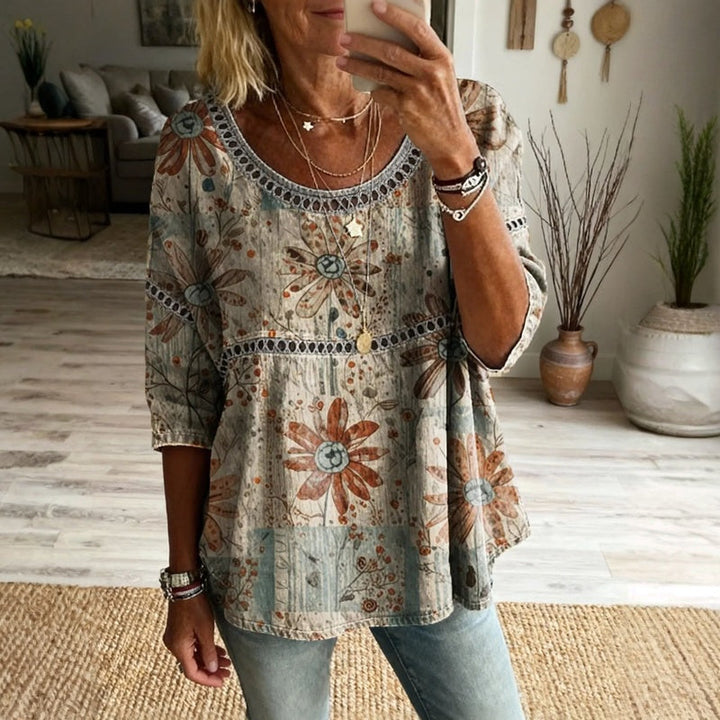 Émilie™ | Vintage-Bluse mit floralem Druck
