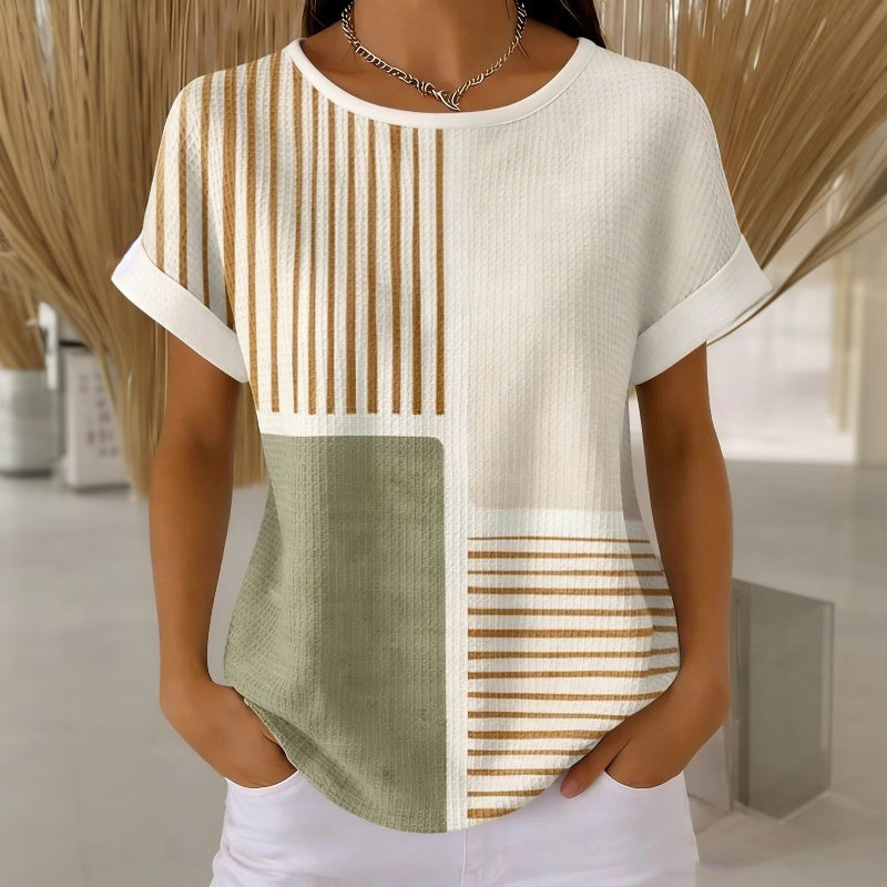 Élina™ | Gestreiftes T-Shirt mit Farbblockdesign