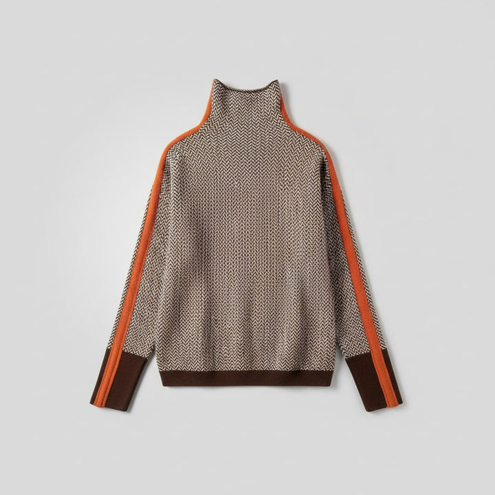 Elara | Rollkragenpullover mit kontrastierenden Streifen