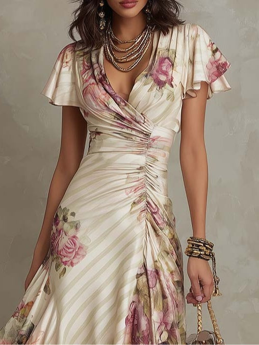 Elena | Floral Wickel-Midi-Kleid