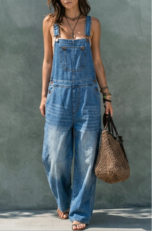 Harper | Denim-Jumpsuit mit elastischem Bund