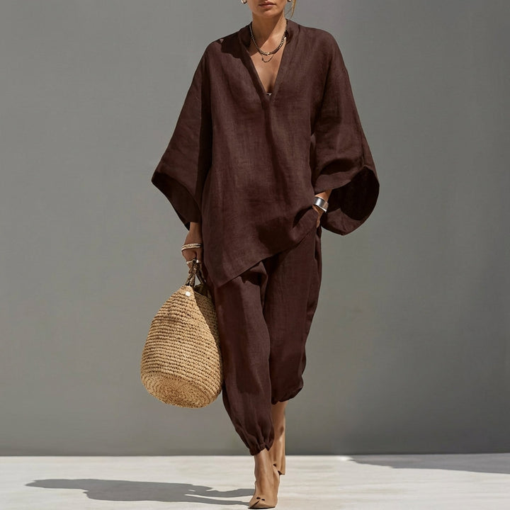 Marina | Zweiteiliges Freizeit-Ensemble mit V-Ausschnitt für Damen