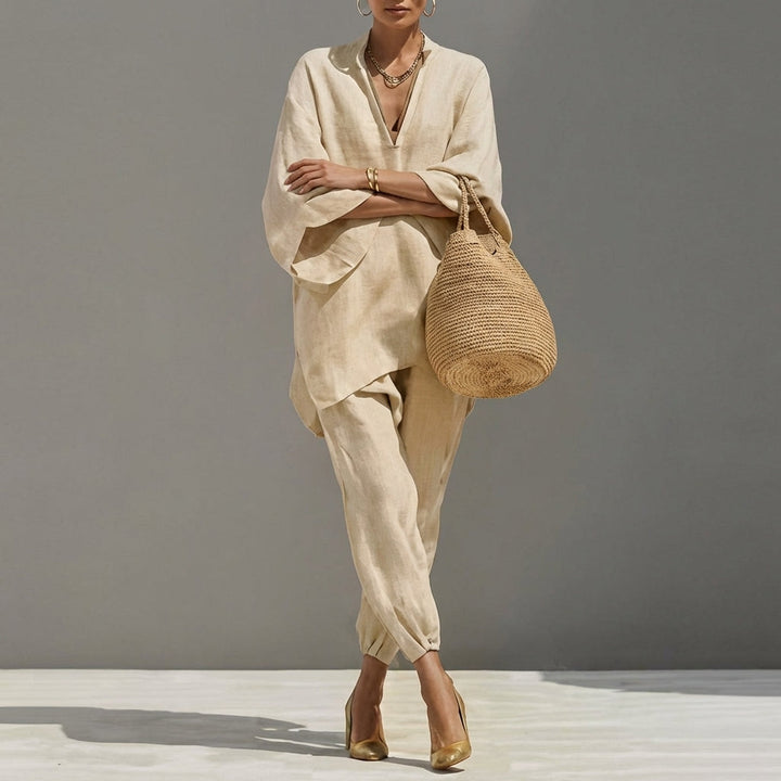 Marina | Zweiteiliges Freizeit-Ensemble mit V-Ausschnitt für Damen
