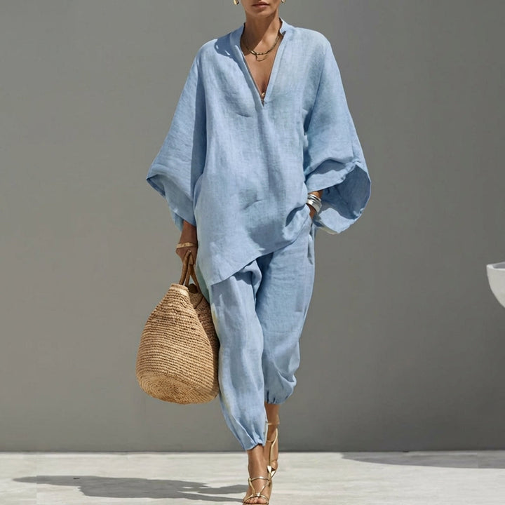 Marina | Zweiteiliges Freizeit-Ensemble mit V-Ausschnitt für Damen