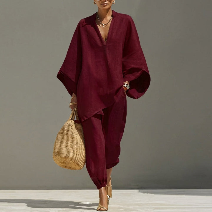 Marina | Zweiteiliges Freizeit-Ensemble mit V-Ausschnitt für Damen