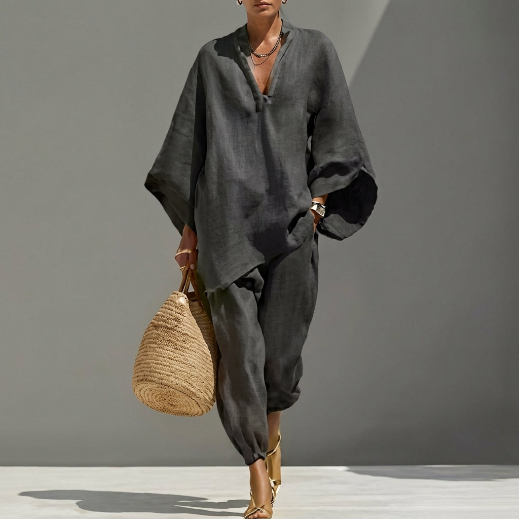 Marina | Zweiteiliges Freizeit-Ensemble mit V-Ausschnitt für Damen