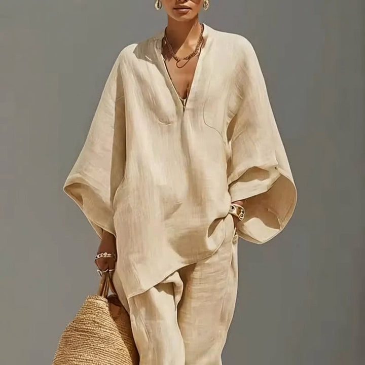 Marina | Zweiteiliges Freizeit-Ensemble mit V-Ausschnitt für Damen