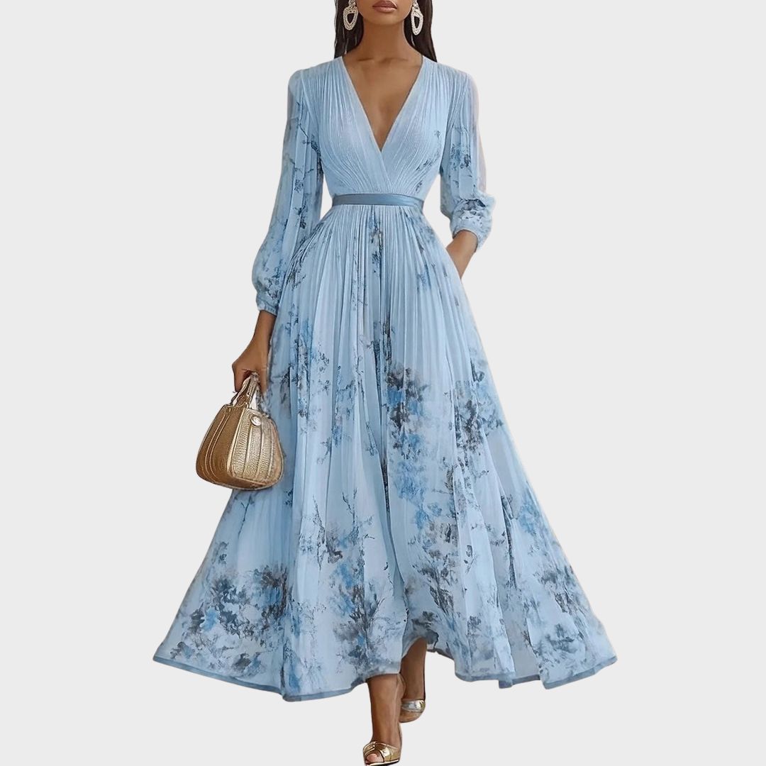 Rowella | Elegantes, plissiertes Maxikleid