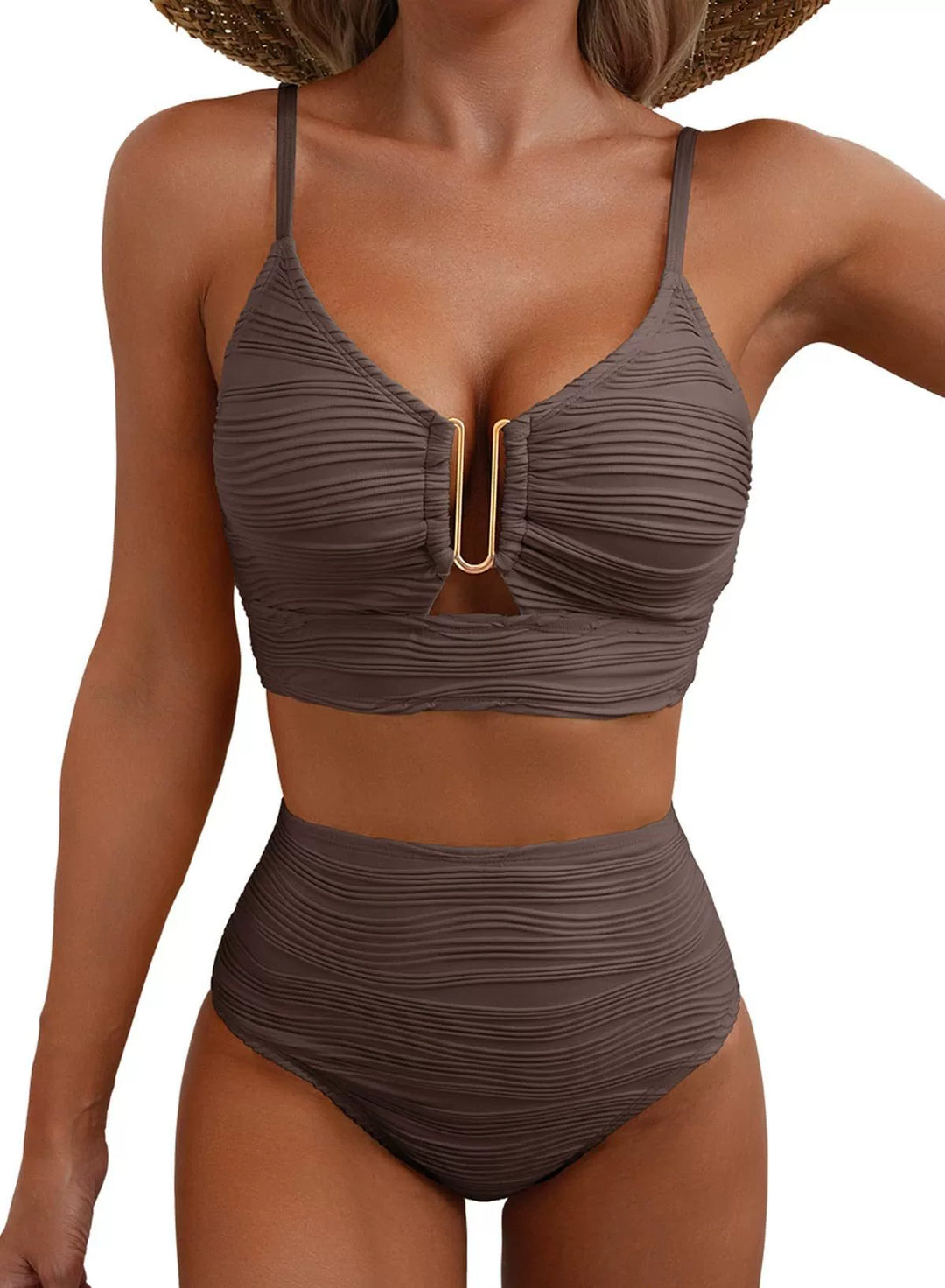 Hochgeschnittenes Bikini-Set Golden U-Link