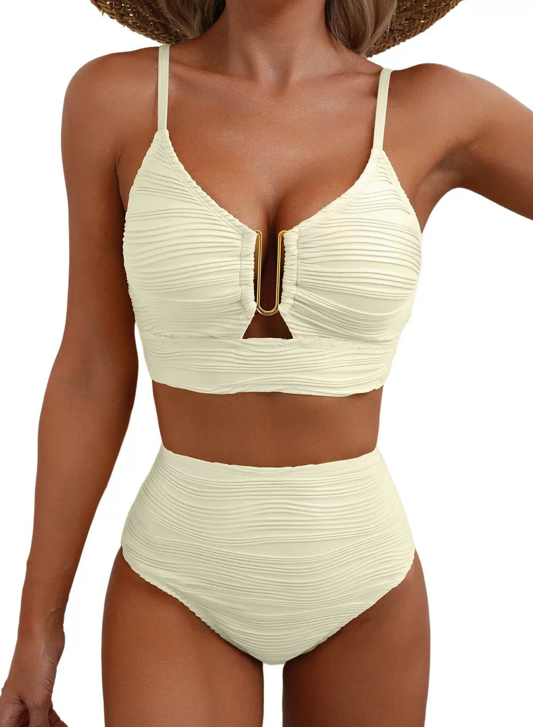 Hochgeschnittenes Bikini-Set Golden U-Link