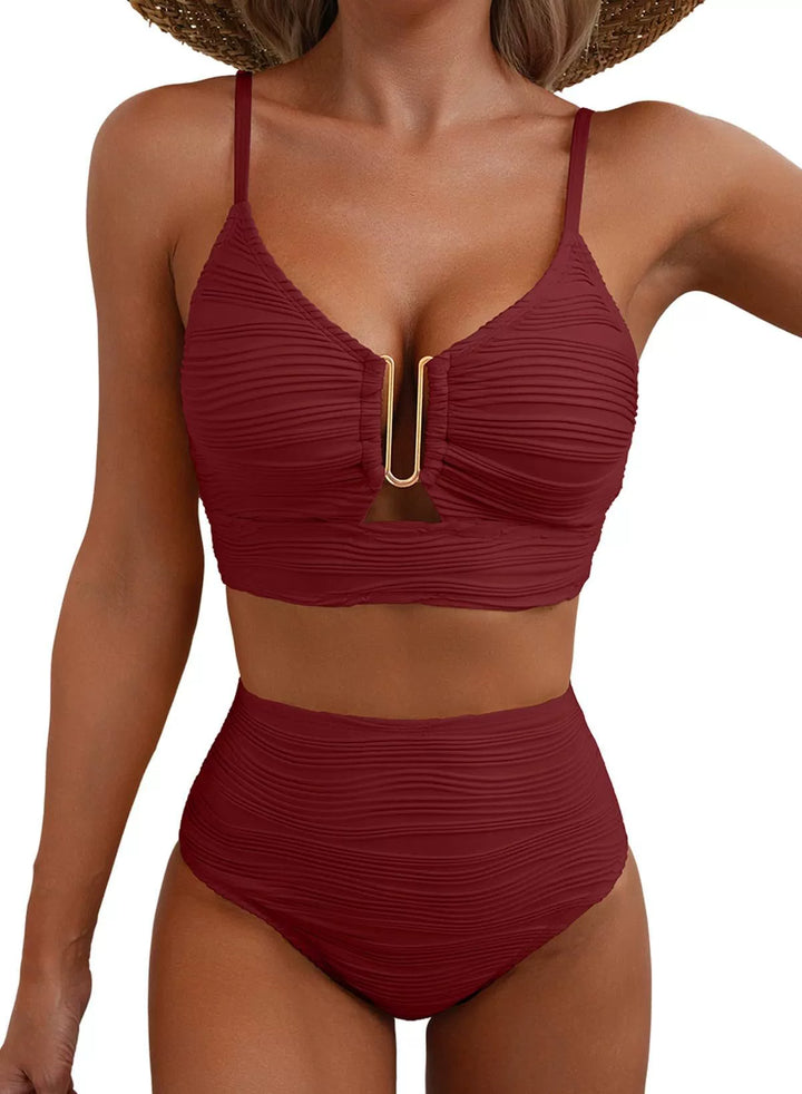 Hochgeschnittenes Bikini-Set Golden U-Link