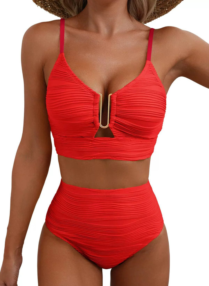 Hochgeschnittenes Bikini-Set Golden U-Link