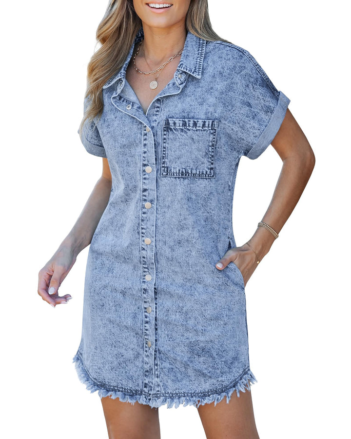 Kaelia | Denim Hemdkleid