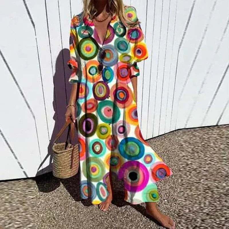 Alyssa™ Boho Puffärmel Maxikleid