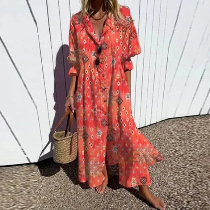 Alyssa™ Boho Puffärmel Maxikleid
