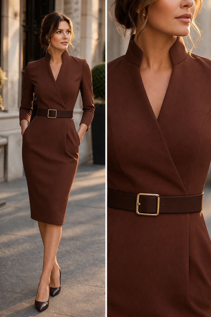 TIVARA | Schwarzes Kleid mit Gürtel